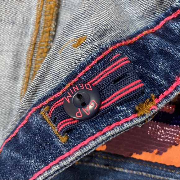 Gap Kids Skinny Sequin Flippy Emoji Jeans, Hi Bye Smiley Face NWT Size 10 - Picture 12 of 14